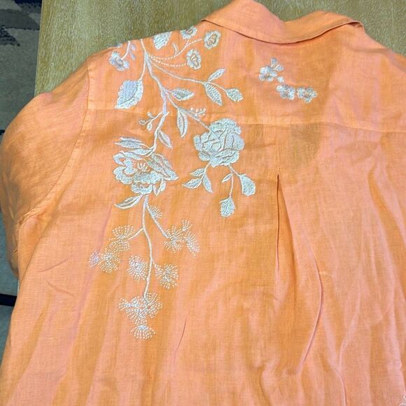 Johnny Was Lael Boxy Linen Embroidered Shirt - Picture 11 of 13